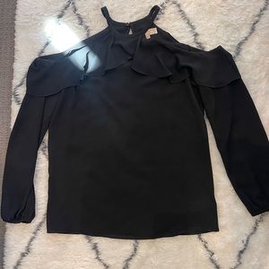 Michael Kors Black Cold Shoulder Long Sleeve Top